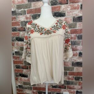 Anthropologie Ranna Gill Jumel Embroidered Blouse, XS